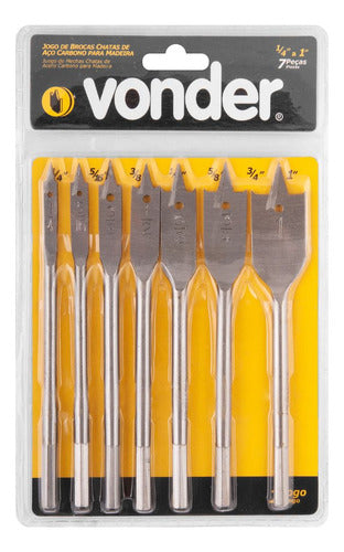 jogo de brocas chatas de 1/4 a 1 com 7 peças vonder