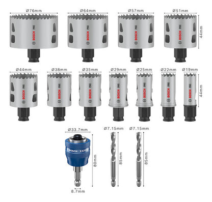 Jogo Serra Copo Pro Multi Material Bosch 14 Peças 19 A 76 Mm