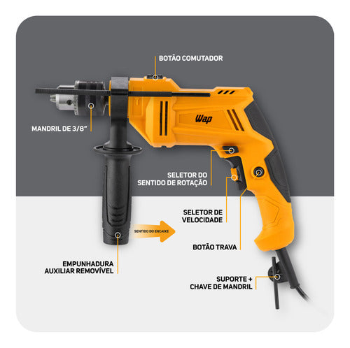 Parafusadeira E Furadeira De Impacto Wap Wf 700k10 W2 220v Amarelo 220v 60hz