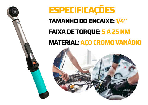 torquimetro de estalo 5 a 25nm profissional 1/4 cr-v stels
