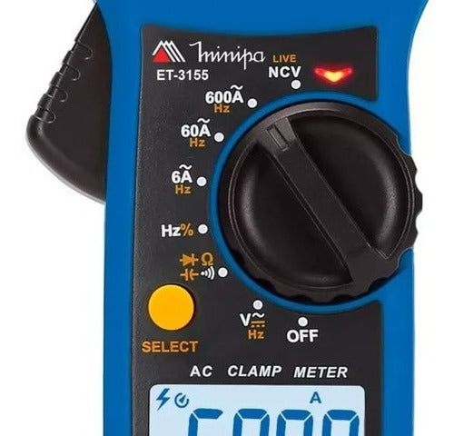 Alicate Amperimetro Digital Ncv True Rms Ac Et-3155 Minipa