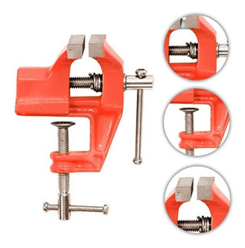 mini torno morsa de bancada base fixa 50mm ourives relogio vermelho