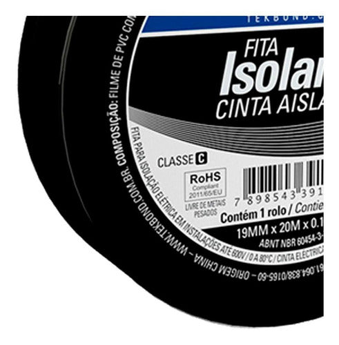 fita isolante 19mm x 20 metros x 0.13mm 21131001920 tekbond