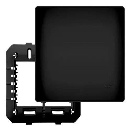 placa cega espelho com suporte 4x4 black preto fosco fame