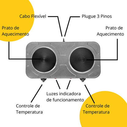 Fogão Elétrico Com 2 Pratos Cooktop Mesa 220v 2000w Fame Cor