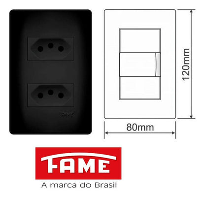 2 Tomadas Preta 2p+t Dist 20a/250v C/p Shp - Fame