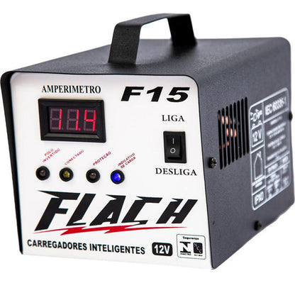 Carregador De Bateria 15a 12v Aux. Partida Bivolt F15 Flach