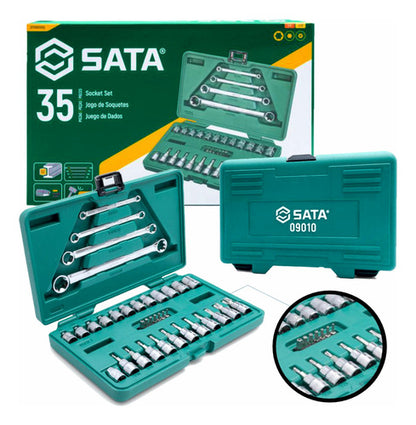 Jogo Soquete 3/8  Chaves E-torx 3/8  35 Peças St09010sj Sata