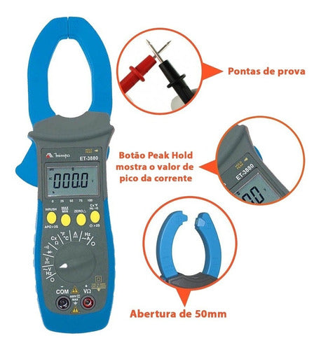 Alicate Amperímetro Digital Et-3880 Minipa