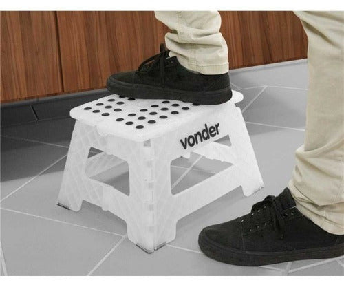 banqueta plástico dobrável verde 22cm vonder antiderrapante verde