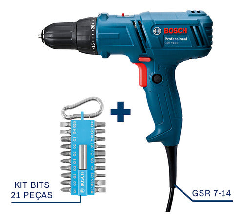 Parafusadeira Elétrica Bosch Gsr 714e 400w 220v Com Kit Bits - Azul - 220V