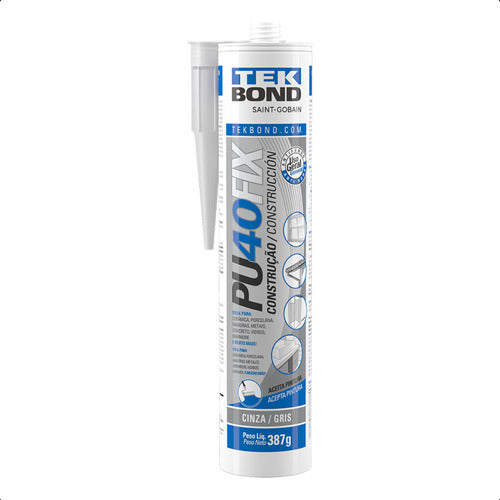 Adesivo Selante Silicone Pu40 Fix Cinza 387g Tekbond