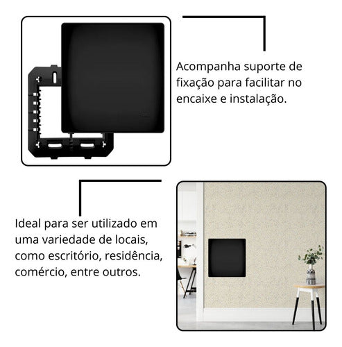 placa cega espelho com suporte 4x4 black preto fosco fame