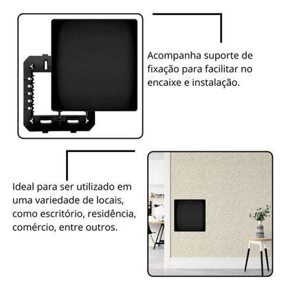 Placa Cega Espelho Com Suporte 4x4 Black Preto Fosco Fame