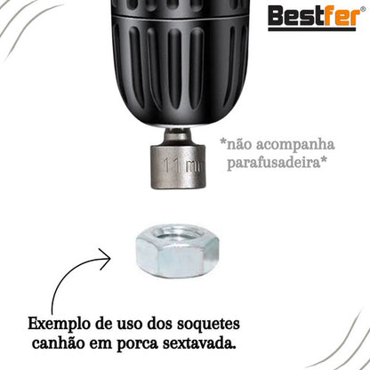 Jogo C/ 9 Soquetes Canhao Parafusadeira 5mm A 13mm Bestfer Prata