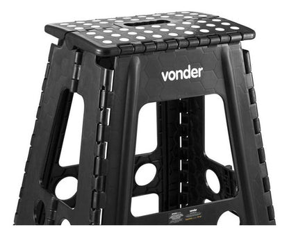 Banqueta Plástica Dobrável Preta Altura 450 Mm Vonder Plástico Abs