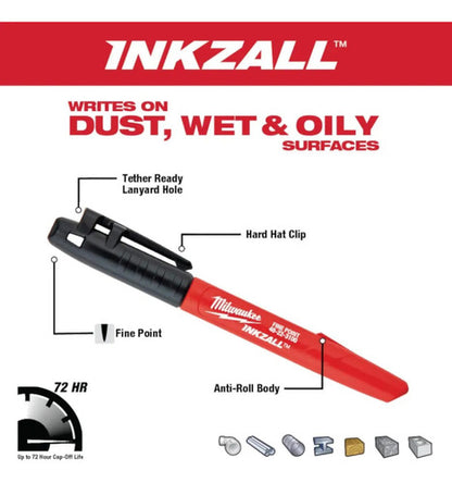 Caneta Ponta Fina Preta Inkzall 48-22-3100 Milwaukee