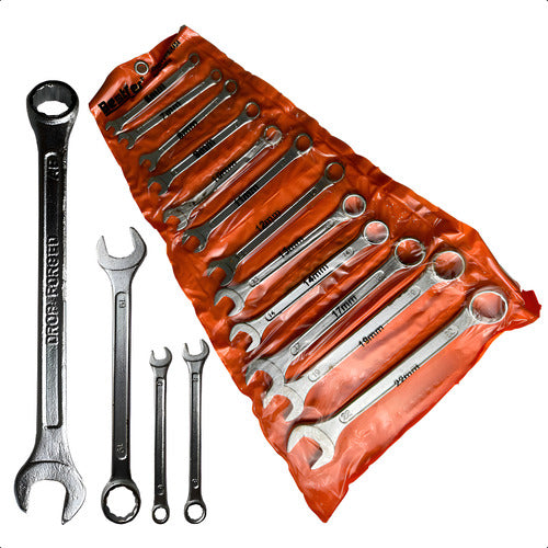jogo de chave combinada 12 pcs 6 a 22mm aço carbono bestfer