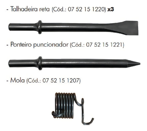 martelete pneumático 190mm 3500ipm c/ kit sgt1513 sigma cor