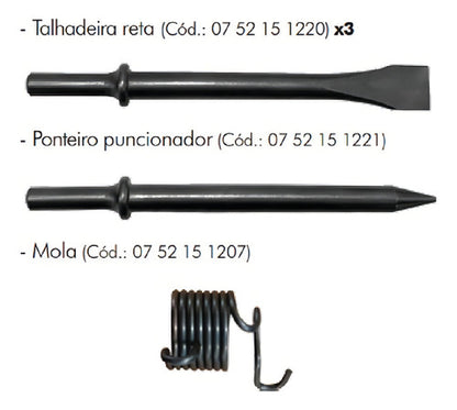 Martelete Pneumático 190mm 3500ipm C/ Kit Sgt1513 Sigma Cor