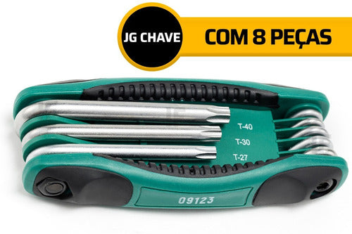 Jogo De Chaves Torx T9 A T40 Furo Guia Tipo Canivete Sata