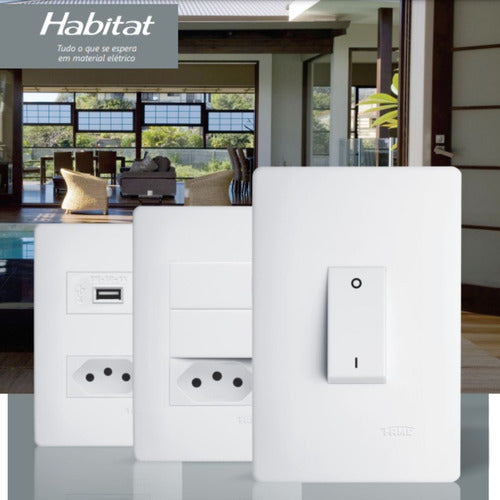 Interruptor Simples 10a Horizontal Habitat Branco Fame 3769