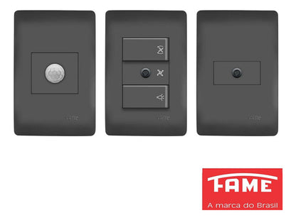 Interruptor Simples 10a Tomada 2p+t 20a Habitat Black Fame