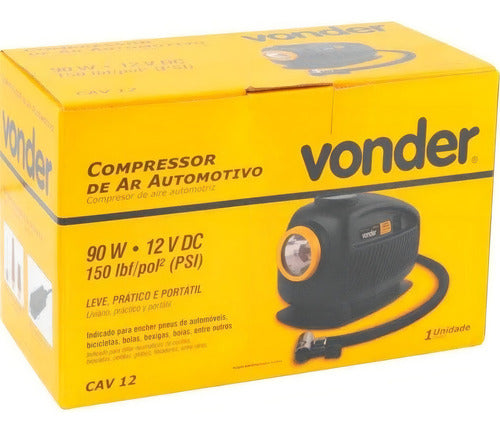 compressor de ar automotivo 90w 150 libras cav12 vonder preto