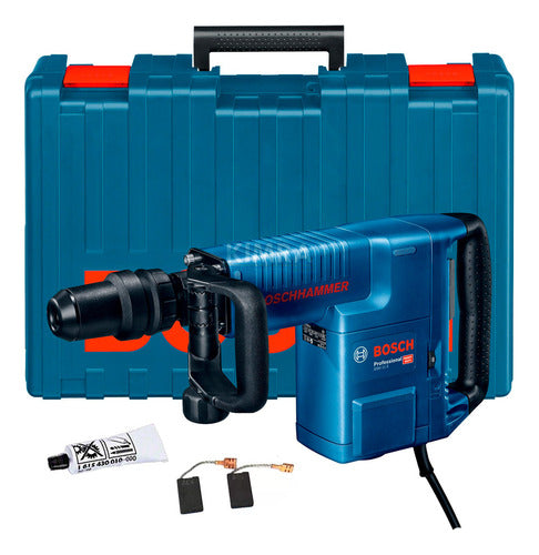 Martelo De Demolição Bosch Gsh 11e 1500w 10kg Cango + Cinzel Azul 220v