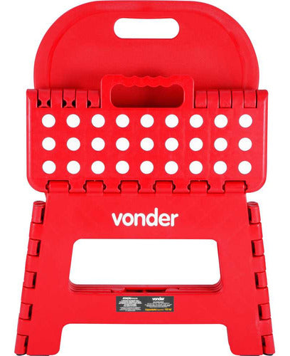 Banqueta Plástica Dobrável Vermelha 220 Mm Encosto Vonder