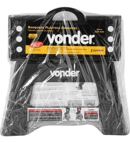 Banqueta Plástica Multiuso Dobrável 220mm Vonder Preta
