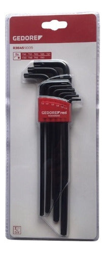 Jogo Chaves Torx Gedore T10 T15 T20 T25 T27 T30 T40 T45 T50