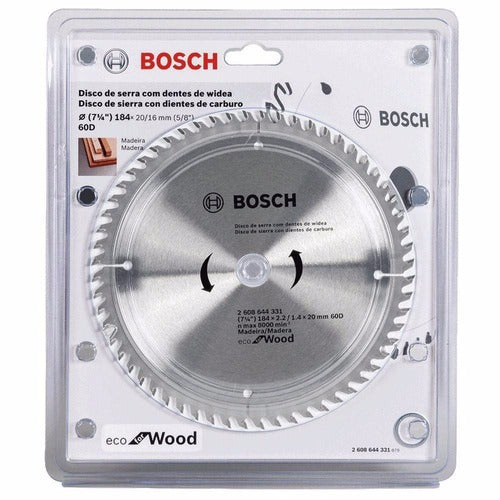 Disco De Serra P/ Madeira 184mm (7.1/4 ) 60 Dentes Bosch