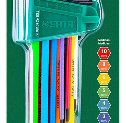 Jogo De Chave Allen Colorido 9 Peças Sata Aço Cromo Vanádio