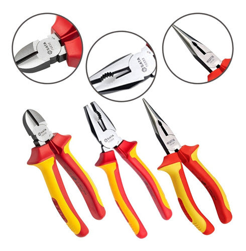 jogo kit alicate universal 8  bico 6  corte 6  vde sata