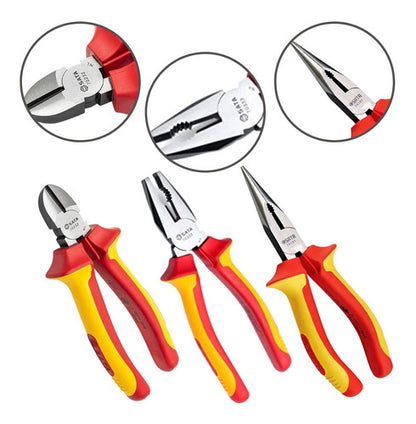 Jogo Kit Alicate Universal 8  Bico 6  Corte 6  Vde Sata