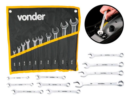 Jogo De Chaves Combinadas 6 A 22 Mm Aço Cromo Vanádio Vonder