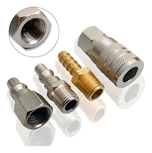jogo de conectores engate rapido de 1/4 kit 4 peças npt