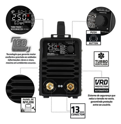 Maquina De Solda Tig Mma Touch Super Tork Extreme 250a Tork Cinza
