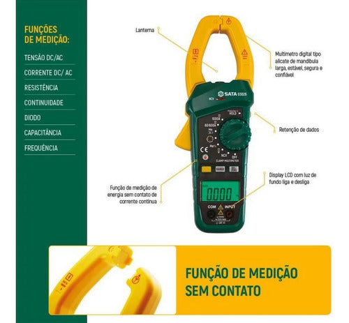 Alicate Amperimetro Digital 1000a Sata St03026