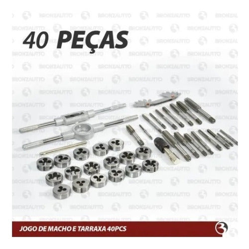 jogo de machos e tarrachas 40 peças vip industrial
