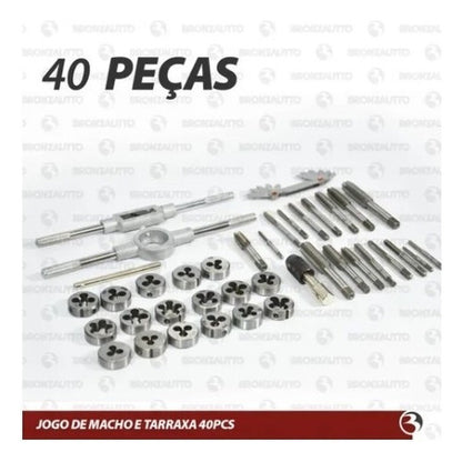 Jogo De Machos E Tarrachas 40 Peças Vip Industrial