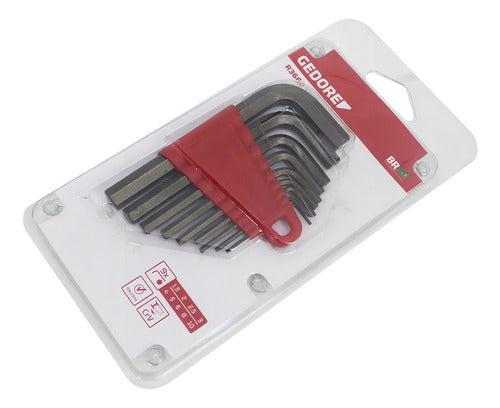 jogo chave hexagonal l allen 1,5 a 10 mm c/ 9pçs gedore red