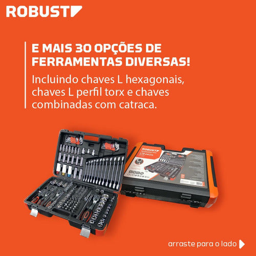maleta jogo ferramentas completa gedore robust 178 peças preto e laranja
