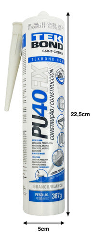 Cola Silicone Adesivo Pu40fix Branco Cartucho 387g Tekbond