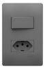 Conjunto 4x2 Cinza Com Interruptor Simples E Tomada 10a 250v 10 A 250v Cinza