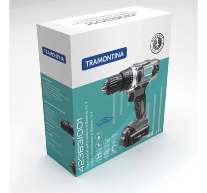 Furadeira E Parafusadeira Tramontina Com Led 12v À Bateria Cinza