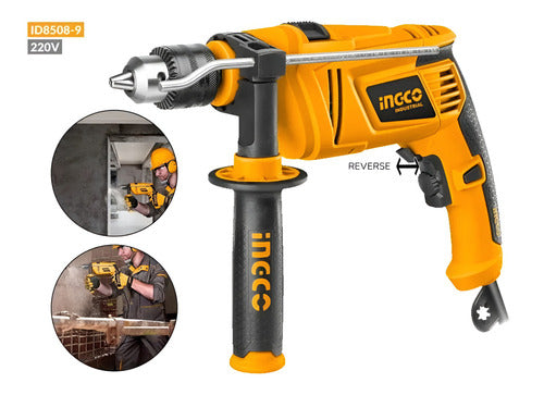 furadeira de impacto reversível mandril 1/2 13mm 850w ingco - amarelo