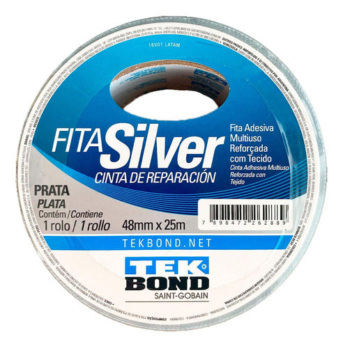 fita silver tape tekbond 48mm x 25m prata